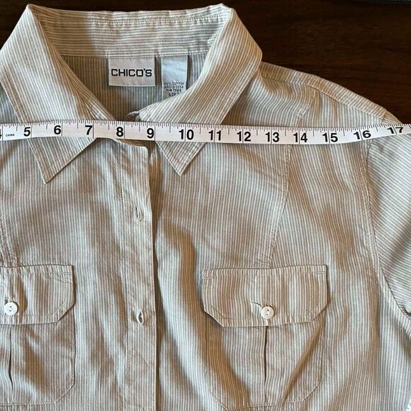 CHICO'S striped button down long sleeve blouse size 2 - Picture 10 of 11